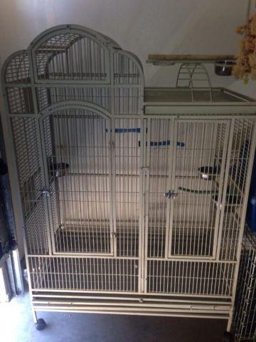 Double Parrot Cage , A Parrot Cage , And A Manzanita Parrot Stand