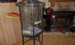 we have 2 very nice in great shape no rust,the frist one is a 6 sided plex glass sides ,nice cage can fit any thing from a amazon on down to parakeets $55.00 the next oneis a white one with a play ground on top no rust very nice shape asking $55.00 for it