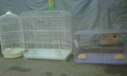For sell 3 nice clean cages ist left is canary singing cage for $25 , middle large Cockatiels,conures cage for $40 , right cage is for breeding with nest box parakeets for $25 ....... cages is ready for your birds TEXT 714-683-4359 cell thanks.