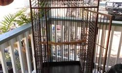 Large cal cage for parrot. Very good condition.
No rust or dents. Has a large front door and play pen on top,
wheels for easy movement.
Has a place for 3 seed/water cups inside cage and 2 holders
on top playpen. Thick bars for larger parrots.
Manzanitta