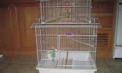 I have 2 new cages for sale. I'm allergic to birds so the cages might as well go to!
The white cage is 25" wide by 21" deep and 3ft. tall.
The beige and green bottom cage is 25" wide by 21" deep and 30"tall.
They will come with feed and water cups,