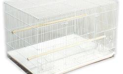 Many types of cages to chose from. Pricing is $20-$30 each. Most are rectangular flight cages perfect for small birds. Some are OK for larger conure type birds.
All cages come with four matching feed dishes and dowel type perches. These are used cages and