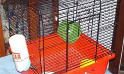 Hamster Cage, like new, with two dishes, water bottle, and exercise wheel. 623-873-5215 Please, no text to land line.
Width: 13 inches
Height: 14 inches
Depth: 10 inches
