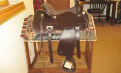Custom made, solid cedar saddle stand. - New and in excellent Condition. Price reduced to $85.
PLEASE Call or text FOR MORE PICS
Western Synthetic Saddle ( As Shown) - Never used, still has tags. Good Condition. Paid $250, but will sell for $100 OBO.