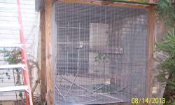 I have a HUGE, sturdy flight cage for sale! Will hold numerous doves, cockatiels, sugar gliders, conures, etc. Dimensions are 7 1/2 feet, by 6 feet, by 6 feet...very sturdy and is framed with a roof...have been using it outside...please text me at