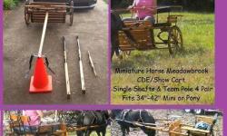 ...Mini/Pony Horse Meadowbrook Cart (Single & Team Pole Set up for a Pair) Rear entry/seat lifts up....Has spares box under right seat and wooden whip holder. .Both seats fold down and the left one lifts up for getting in the back... excellent condition