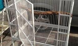 Big white parrot cage good for amazons, African greys, macaws, etc. The bars are strong and the spacing is 1 inch apart. It has a big door to be able to get you pet out with ease. It also has a perch stand on top for your pet can also be on top of the