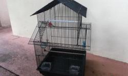 Petite Cage House Style (For Cockatiels, Finches, Parakeets, Parrotlets, Canaries, & Lovebirds). Great Traveling Cage. 18 inches Wide, 18 inches Deep, 30 inches High
3/8 inch Bar Spacing, Plastic Base, Powder coated wire body, Pull out tray, Metal grill,