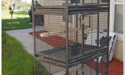 An excellent cage idea for the multiple bird owner. This triple stack of cages is a space saving way to house your birds. Great for breeders or pet store owners. The three cage unit is made of the highest quality wrought iron covered in a non-toxic powder